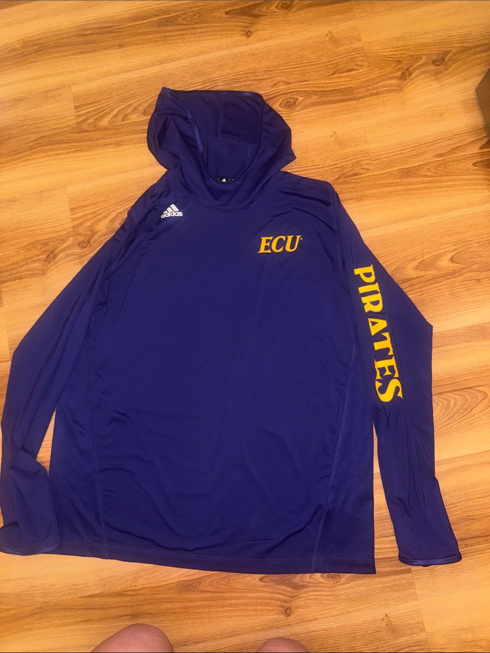 adidas Men’s Purple Hooded Swim Rash Guard with Yellow ECU & PIRATES Print